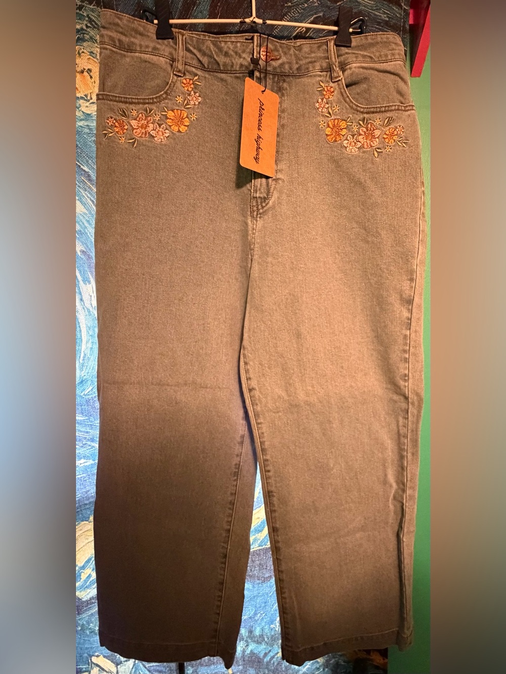 ModCloth X Princess Highway Floral Embroidered Wide Leg Jean